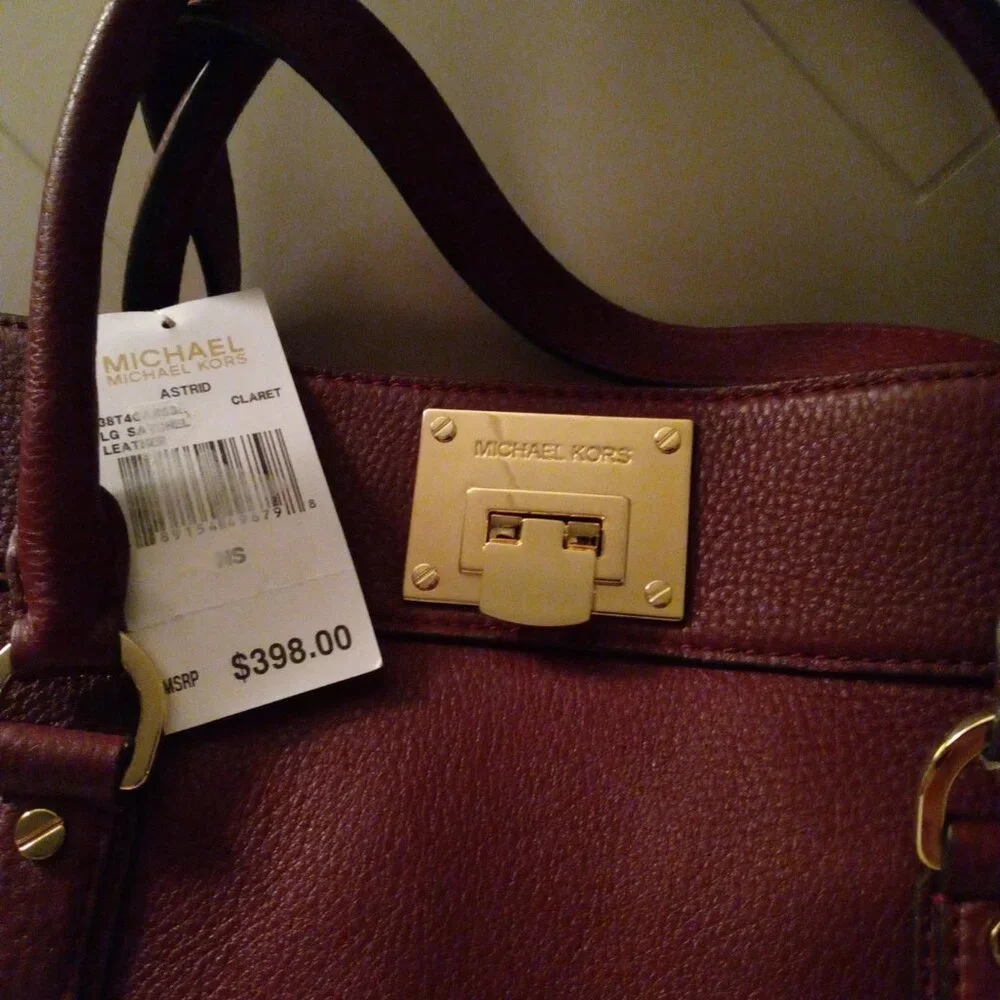 Michael Kors Astrid Claret Large Leather Satchel - Picture 3 of 15